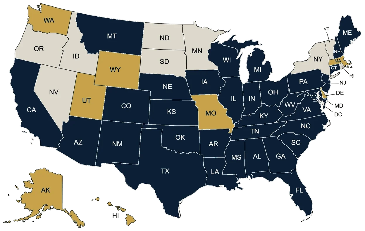 Map of Reliant Mortgage service areas